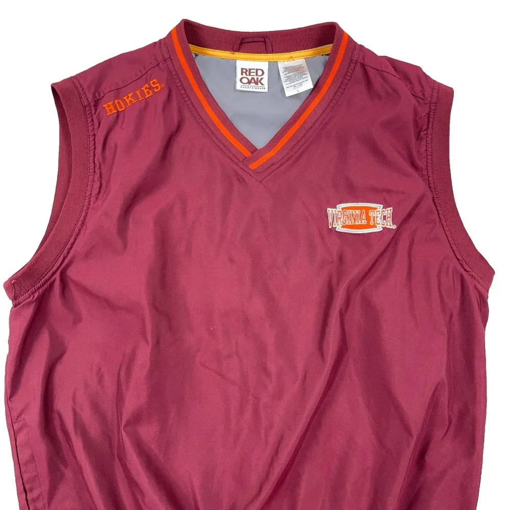 Virginia Teck Hokies Jacket Vest Men Large Pullover Windbreaker Golf‎ Y2K Maroon